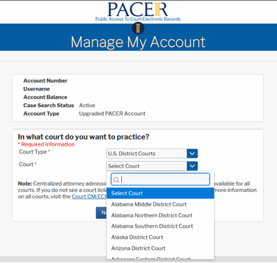 PACER Screenshot